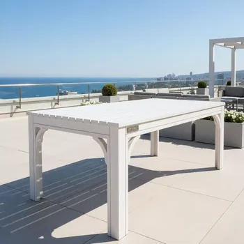 Аренда Стол Лидер 1 1500х800 уличный из реек светлый белый в City Park Hotel Sochi — ART SPACE