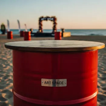 Аренда Фуршетный стол Barrel Red на пляже «Маяк» — ART SPACE