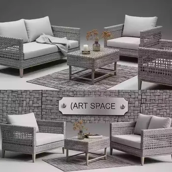 Аренда Комплект плетеной мебели из ротанга Падуя Paduja greige в Alpha Sirius — ART SPACE