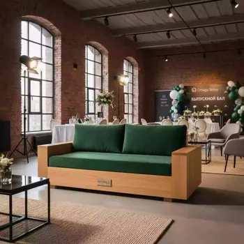 Аренда Диван Мистик велюр Nuvola 72 зеленый ЛДСП Kronospan Дуб Сонома в Omega Sirius — ART SPACE