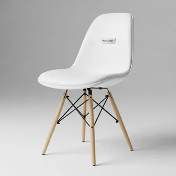 Аренда Стул мягкий белый экокожа массив бука Eames в Omega Sirius — ART SPACE