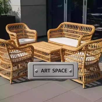 Аренда Мебельная группа плетеная соломенного цвета Витория в Gamma Sirius — ART SPACE