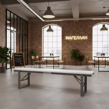 Аренда Скамейка складная белая 180 см в ресторане «Магеллан» — ART SPACE