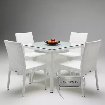 Аренда Комплект мебели плетеной AFM 440A 90х90 белый 4 1 в Delta Sirius — ART SPACE