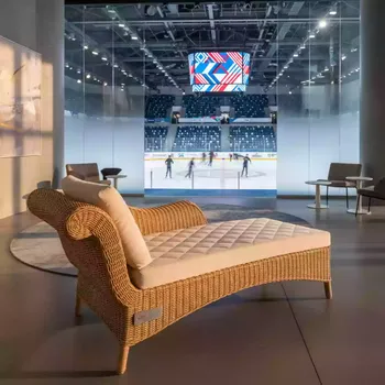 Аренда Кушетка левая плетеная с подушкой Agorà в ледовой арене «Шайба» — ART SPACE
