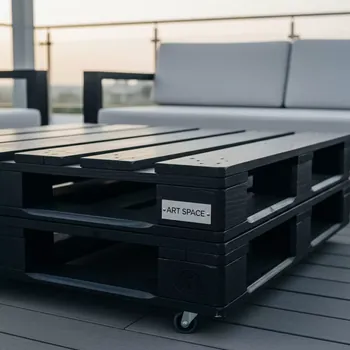 Аренда Журнальный стол из паллет 120х80х30 черный в ресторане «La Terrazza» — ART SPACE