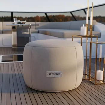 Аренда Пуф малый НОРМАН бархатный бежевый на VIP теплоходе (Морпорт Сочи) — ART SPACE