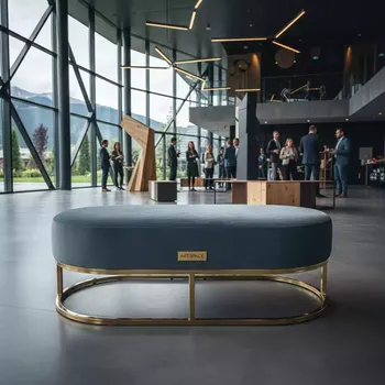 Аренда Пуф овал золотой серо голубой бархат в Radisson Blu Resort & Congress Centre — ART SPACE