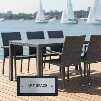 Аренда Комплект мебели из ротанга OUTDOOR Марокко стол 6 стульев узкое плетение графит на парусной регате (Сочи) — ART SPACE