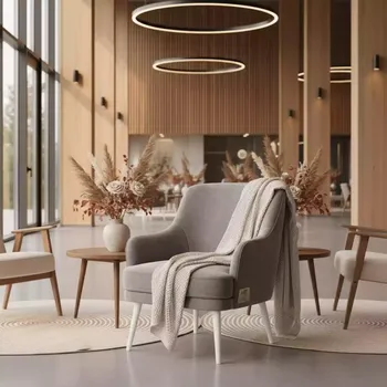 Аренда Кресло велюровое Wood gray & white в Университете «Сириус» — ART SPACE