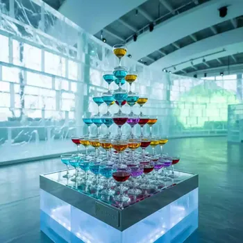 Аренда Пирамида из коктейлей 84 бокала в ледовом дворце «Роза Хутор» — ART SPACE