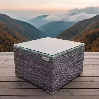 Аренда Столик журнальный Ницца из искусственного ротанга серого цвета в Skypark Sochi — ART SPACE