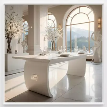 Аренда Стол обеденный Flow большой белый в Sochi Marriott Krasnaya Polyana — ART SPACE