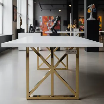Аренда Стол банкетный Affari white & gold белого цвета в ресторане «Voda» — ART SPACE