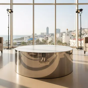 Аренда Журнальный стол Round серебристый и белый в Grand Karat Sochi — ART SPACE