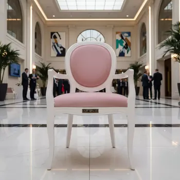 Аренда Стул УНИСОН белый жемчужно розовая бархатная подушка в Green Flow Hotel — ART SPACE