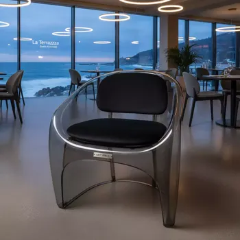 Аренда Стул дымчатый РУФФО с черной бархатной подушкой в ресторане «La Terrazza» — ART SPACE
