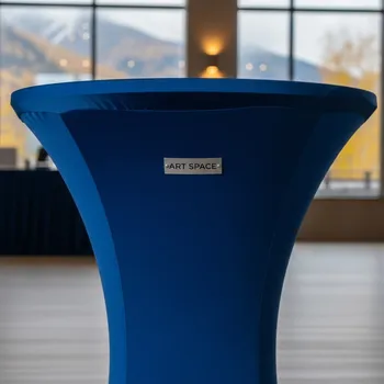 Аренда Скатерть стрейч текстиль для коктейльного стола синяя в Radisson Hotel Rosa Khutor — ART SPACE
