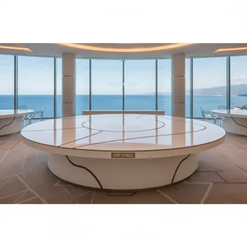 Аренда Стол Лидер 3 диаметр 1500 мм белый коричневый в Cosmos Sochi Hotel — ART SPACE