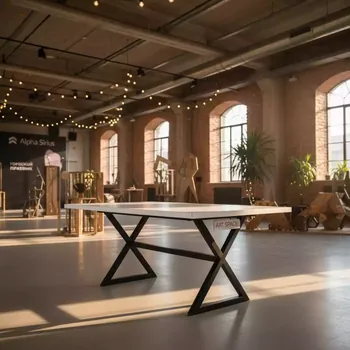 Аренда Стол Мэдисон X2 белая столешница черный каркас в Alpha Sirius — ART SPACE