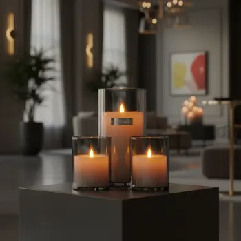 Аренда Свечи LED дымчатые Ода набор без батареек в Radisson Blu Resort & Congress Centre — ART SPACE