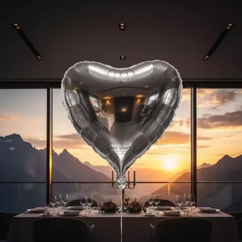Аренда Сердце фольгированное серебро 46 см на площадке Rosa Peak (2320м) — ART SPACE