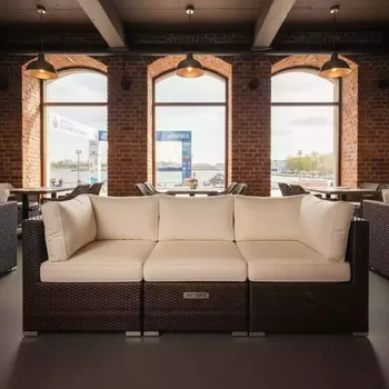 Аренда Модуль дивана угловой плетеный YH C2599W brown в ресторане «Паруса» — ART SPACE