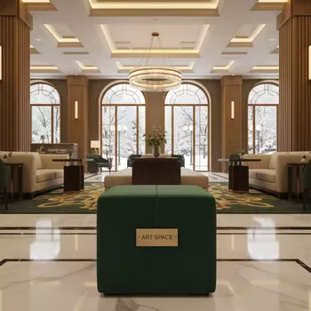 Аренда Табуретка Loft куб зеленая в Courtyard by Marriott Sochi — ART SPACE