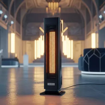 Аренда Обогреватель электрический напольный H?gett Gaea Black в ледовом дворце «Роза Хутор» — ART SPACE