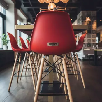 Аренда Барный стул дизайнерский Eames стиль DSW Red в ресторане «Баран-Рапан» — ART SPACE