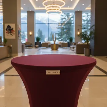 Аренда Скатерть стрейч D78 для коктейльного стола бордовая в Rixos Krasnaya Polyana — ART SPACE