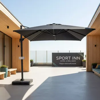 Аренда Зонт профессиональный Rimini Braccio чёрный 3,5 м в Sport Inn Hotel & Wellness — ART SPACE