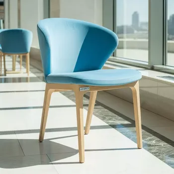 Аренда Стул Маллин велюр небесно голубой ножки бук в Radisson Collection Paradise — ART SPACE