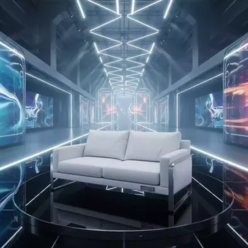 Аренда Диван двухместный белый Cube из экокожи в Alpha Sirius — ART SPACE