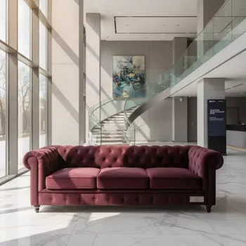 Аренда Диван Честер трехместный бордовый в Imeretinskiy Hotel — ART SPACE