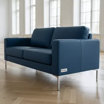 Аренда Диван Блюз из экокожи Blue ножки металл хром в усадьбе Голицына — ART SPACE