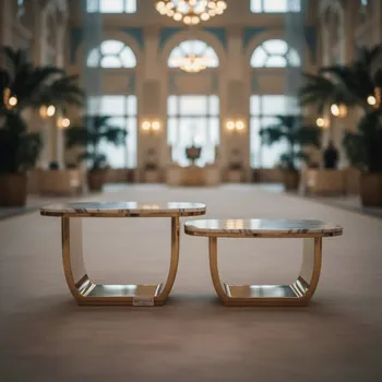 Аренда Фуршетный стол X 2 gold white мрамор в санатории «Сочи» — ART SPACE