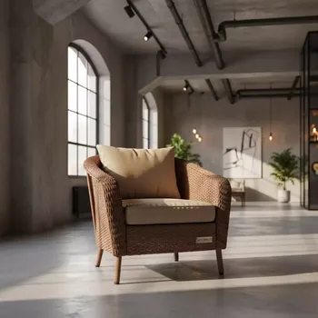 Аренда Кресло Капучино из искусственного ротанга соломенное в Green Flow Hotel — ART SPACE