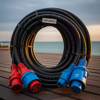 Аренда Силовой кабель 380 В CEE 63 А 5P 32 А 5P IP67 20 м на пляже «Мандарин» — ART SPACE