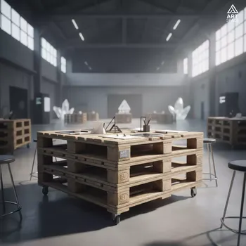 Аренда Стол из трех паллет натуральный в Alpha Sirius — ART SPACE