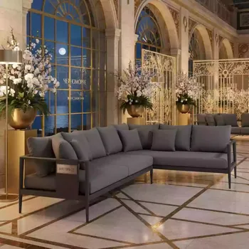 Аренда Комплект лаунж мебели Stockholm с угловым диваном антрацит серый алюминий в санатории «Черноморье» — ART SPACE