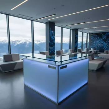 Аренда Столешница стеклянная для барной стойки Break Corner Desk на площадке Rosa Peak (2320м) — ART SPACE