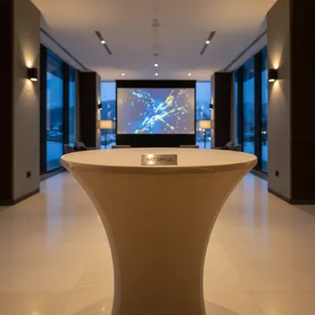 Аренда Скатерть стрейч D 78 для коктейльного стола бежевая в Sochi Marriott Krasnaya Polyana — ART SPACE