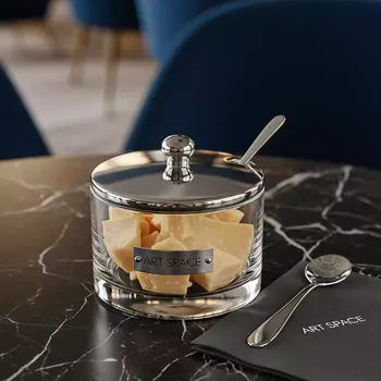 Аренда Пармезанница с ложкой стекло металл 200 мл в Bridge Resort — ART SPACE