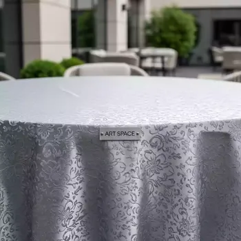 Аренда Скатерть круглая Розабелла серебро 3300 мм в Rodina Grand Hotel & SPA — ART SPACE