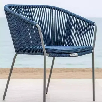 Аренда Стул плетеный из роупа LIO CH st001 RAL7035 SH blue H gray на пляже «Маяк» — ART SPACE
