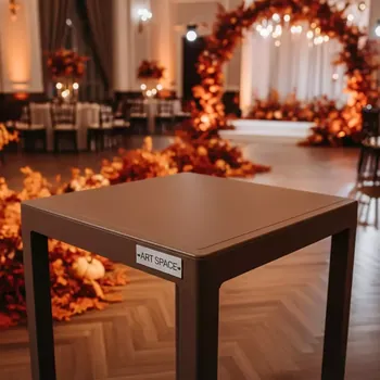 Аренда Стол пластиковый Orlando Small Table квадратный мокко в банкетном зале «Дельфин» — ART SPACE
