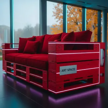 Аренда Диван Wood Pallet красный из паллет в Novotel Resort — ART SPACE