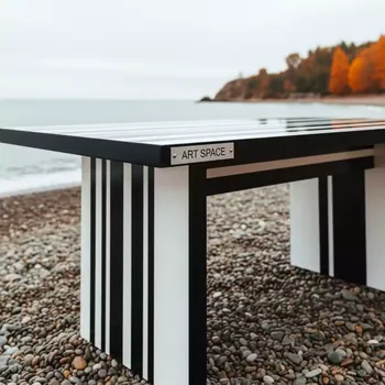 Аренда Стол Лидер 1200x600 белый черный на пляже «Маяк» — ART SPACE