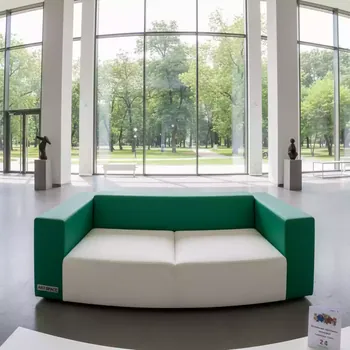 Аренда Диван бело зеленый из экокожи Cube в санатории «Сочи» — ART SPACE